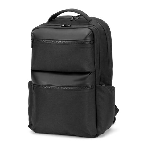 COPENHAGEN. Wasserabweisender Rucksack aus recyceltem Twill mit zwei großen Fronttaschen, 17'3 Zoll schwarz | ohne Werbeanbringung | Nicht verfügbar | Nicht verfügbar | Nicht verfügbar