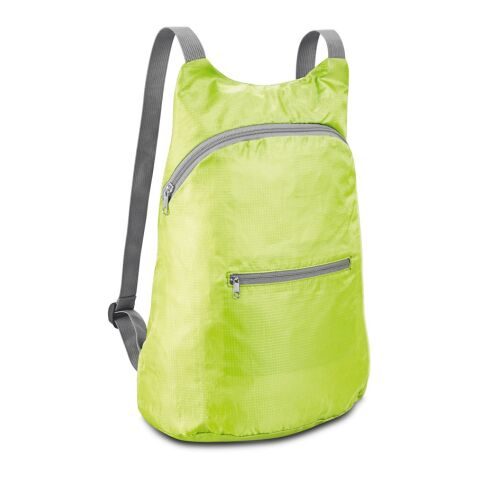 Werbeartikel BARCELONA. Faltbarer Rucksack aus 210D Ripstop Polyester – Hellgrün
