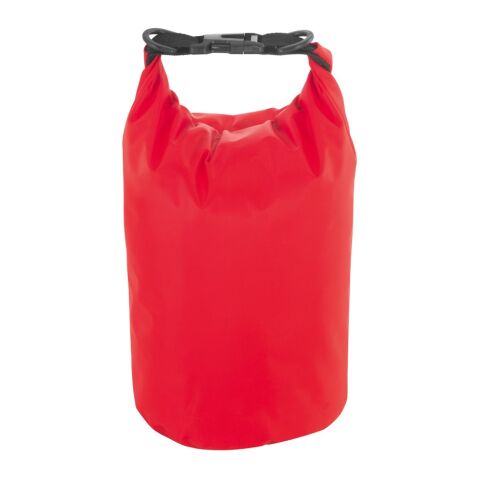 Werbeartikel VOLGA. Wasserdichter Rucksack aus Plane – rot – mit Logo bedruckt