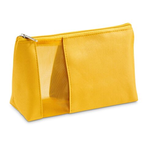 Werbeartikel ANNIE. Kulturbeutel aus Mikrofasern und Netz – Gelb – Kosmetiktaschen, Kulturbeutel & Schminktaschen mit Logo bedruckt