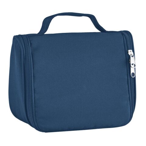 Werbeartikel WILLIS. Kulturbeutel aus Mikrofasern mit diversen Taschen – blau – mit Logo bedruckt