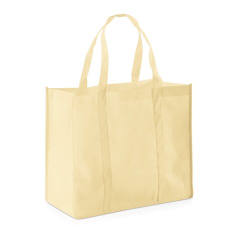 Werbeartikel SHOPPER. Einkaufstasche aus Non-woven (80 g/m²) – beige – mit Logo bedruckt
