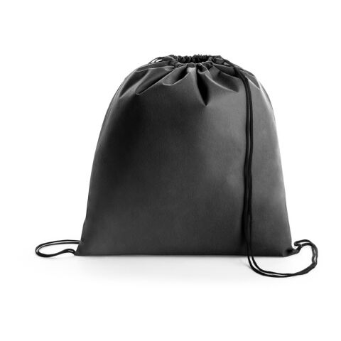 Giveaway Turnbeutel BOXP – schwarz – mit Logo bedruckt 370 x 410 mm, praktischer Sportbeutel als Messe-Giveaway