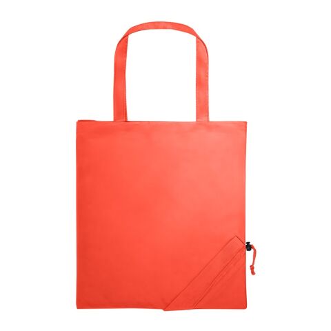 Werbeartikel SHOPS. Faltbare Tragetasche aus 190T – rot – mit Logo bedruckt