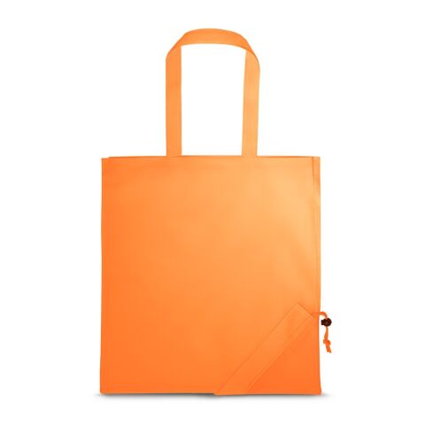 Werbeartikel SHOPS. Faltbare Tragetasche aus 190T – orange – mit Logo bedruckt