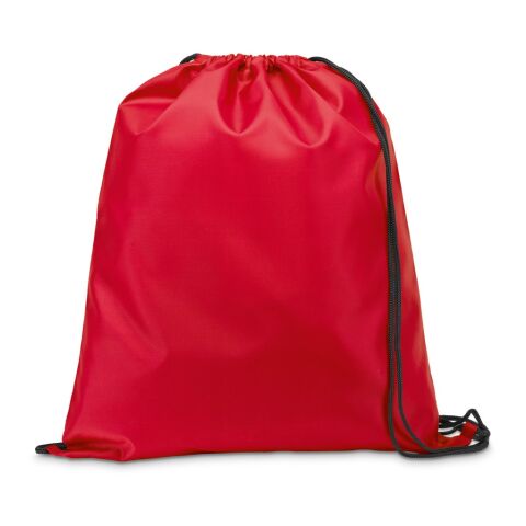 Werbeartikel CARNABY. 210D Rucksacktasche mit schwarzen Zugbändern – Rot – Turnbeutel / Sportbeutel mit Logo bedruckt