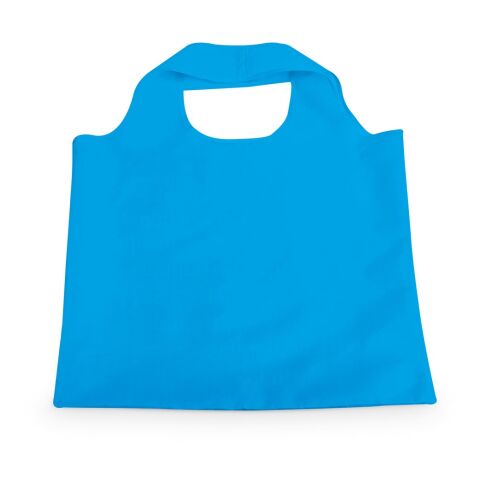 Werbeartikel FOLA. Faltbare Tragetasche aus 190T Polyester – hellblau – mit Logo bedruckt