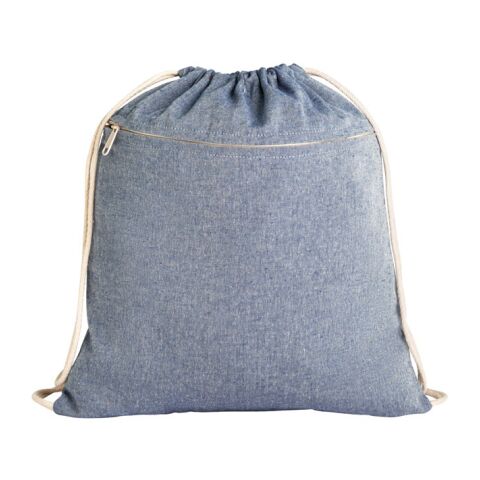 Werbeartikel CHANCERY. Turnbeutel mit recycelter Baumwolle (70%), Polyester (30% rPET) (140 g/m²) – blau – mit Logo bedruckt