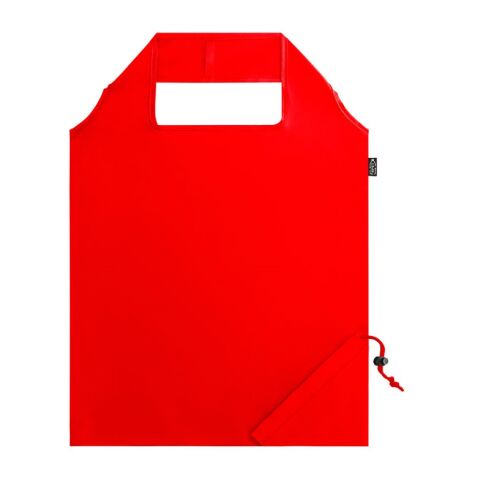 Werbeartikel BEIRA. Faltbare Tragetasche aus 190T Polyester aus recyceltem (100% rPET) – rot – mit Logo bedruckt