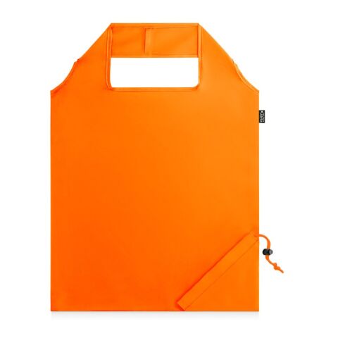 Werbeartikel BEIRA. Faltbare Tragetasche aus 190T Polyester aus recyceltem (100% rPET) – orange – mit Logo bedruckt