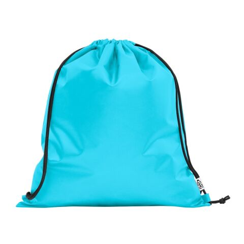 Werbeartikel PEMBA. Turnbeutel aus 190T Polyester aus recyceltem (100% rPET) – hellblau – mit Logo bedruckt