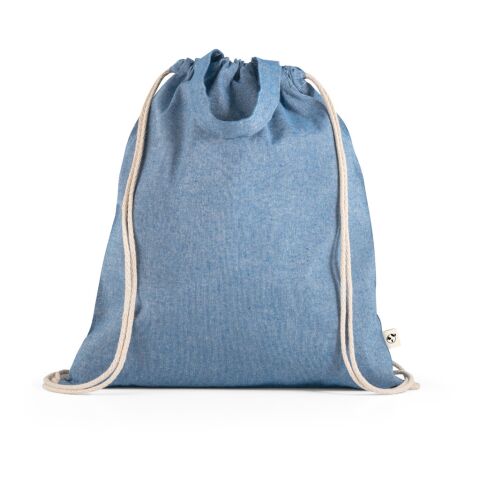 Werbeartikel RISSANI. Tragetasche/Turnbeutel (2in1) aus recycelter Baumwolle (70%) und polyester (30% rPET) (140 g/m²) – Blau – mit Logo bedruckt