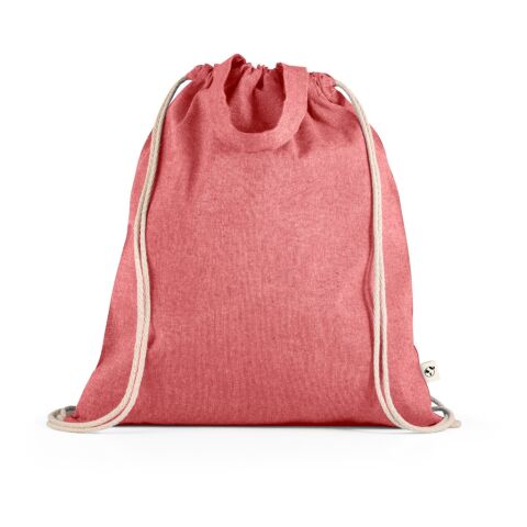 Werbeartikel RISSANI. Tragetasche/Turnbeutel (2in1) aus recycelter Baumwolle (70%) und polyester (30% rPET) (140 g/m²) – Rot – Turnbeutel /