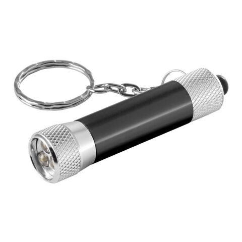 LERGAN. Schlüsselanhänger aus Aluminium mit LED Schwarz | ohne Werbeanbringung