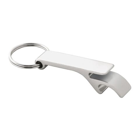 Werbeartikel BAITT. Schlüsselanhänger aus Aluminium mit Flaschenöffner – silber – mit Logo bedruckt
