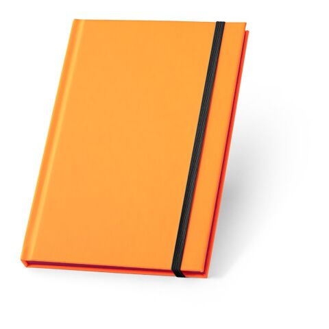 Werbeartikel WATTERS. A5-Notizbuch aus fluoreszierendem PU mit linierten Seiten – Orange – mit Logo bedruckt