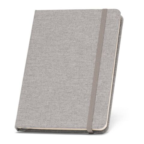 Werbeartikel BOYD. A5 Notizbuch aus recyceltem Polyester (100% rPET) mit linierten Blättern – Hellgrau – mit Logo bedruckt