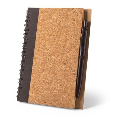 VICENTE. B6-Notizbuch aus Kork und Recyceltes Polyester (100% rPET) mit Kugelschreiber schwarz | ohne Werbeanbringung | Nicht verfügbar | Nicht verfügbar | Nicht verfügbar