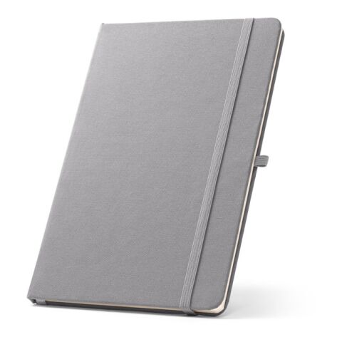 Werbeartikel ANNE. A5 Notizbuch aus recyceltem Polyester (100% rPET) mit linierten Seiten – Grau – mit Logo bedruckt