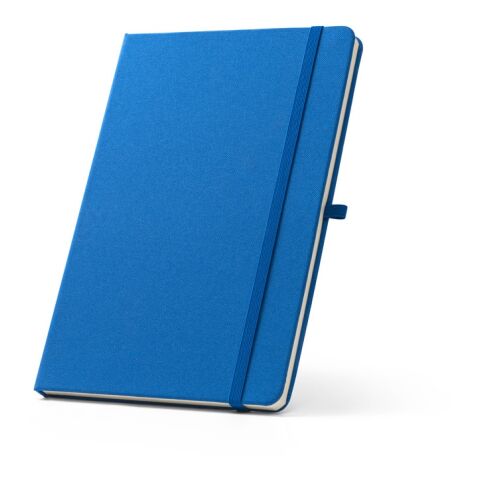 Werbeartikel ANNE. A5 Notizbuch aus recyceltem Polyester (100% rPET) mit linierten Seiten – königsblau – mit Logo bedruckt