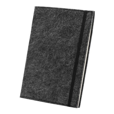 BALDWIN. A5 Notizblock mit Umschlag aus recyceltem Filz (100% rPET) und linierten Seiten aus 100 % Recyclingpapier 3-farbiger Siebdruck