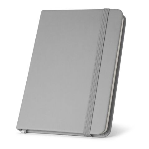 Werbeartikel CAMPUS. A5 Notizbuch mit festem Einband aus PU (35% recycelt) mit linierten Seiten aus 100 % recyceltem – grau – mit Logo bedruckt