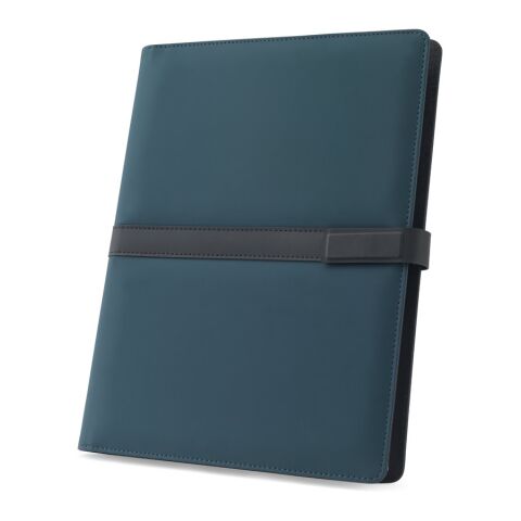 SANDERSON FOLDER. A4-Ordner aus PU (50% recycelt) mit Magnetverschluss und Notizblock mit linierten Seiten Blau | ohne Werbeanbringung | Nicht verfügbar | Nicht verfügbar | Nicht verfügbar