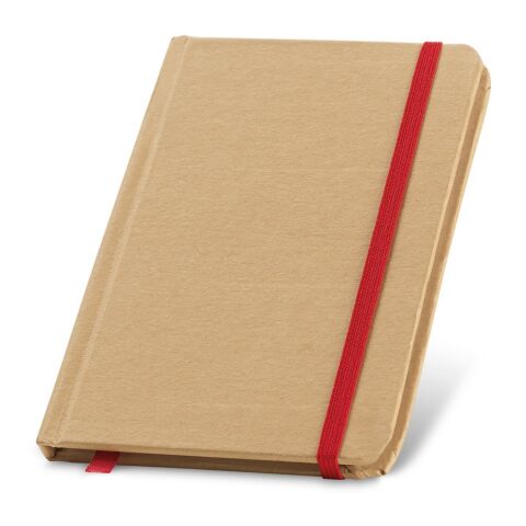 Werbeartikel FLAUBERT. Notizbuch mit Hardcover aus Karton, 160 unlinierten – Rot – mit Logo bedruckt