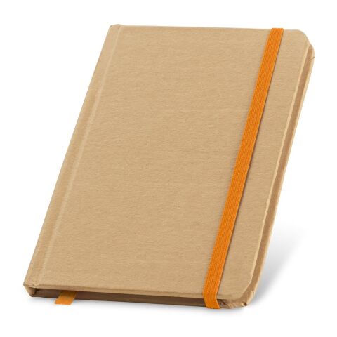 Werbeartikel FLAUBERT. Notizbuch mit Hardcover aus Karton, 160 unlinierten – Orange – mit Logo bedruckt