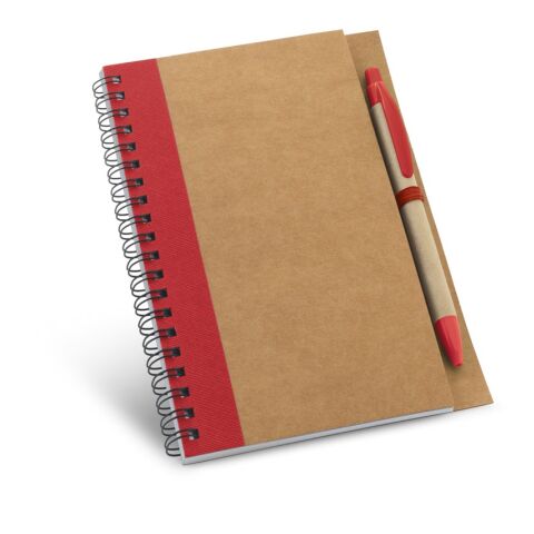 Werbeartikel Notizblock ASIMOV – rot – mit Logo bedruckt 2-teilig mit Notizbuch & Kugelschreiber DIN B6 130x177 mm nachhaltig für Büro