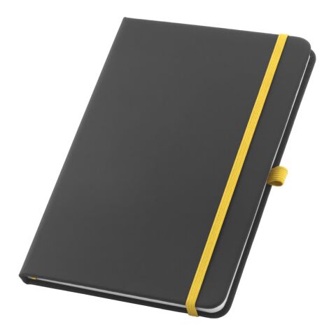 Werbeartikel CORBIN. A5 Notizbuch aus PU mit linierten Blättern – gelb – mit Logo bedruckt