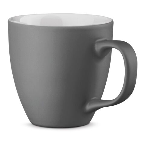 Werbeartikel PANTHONY MAT 450 ml Porzellanbecher matte Hydroglasur modernes Design Made in Europe inkl. Geschenkbox – Grau – mit Logo bedruckt