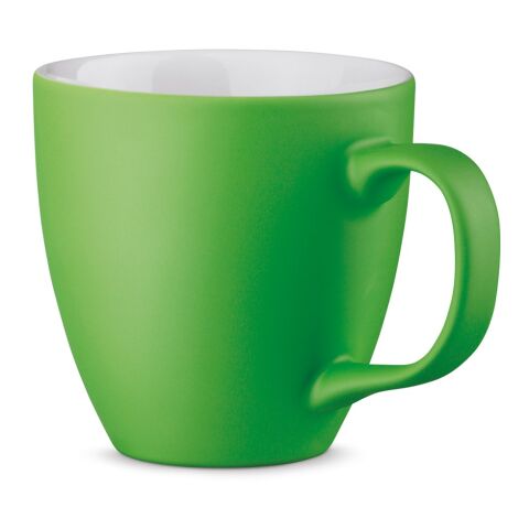 Werbeartikel PANTHONY MAT 450 ml Porzellanbecher matte Hydroglasur modernes Design Made in Europe inkl. Geschenkbox – Hellgrün – mit Logo bedruckt