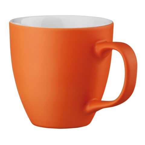 Werbeartikel PANTHONY MAT. Becher aus Hydroglasur-Porzellan mit 450 ml Fassungsvermögen – orange – mit Logo bedruckt