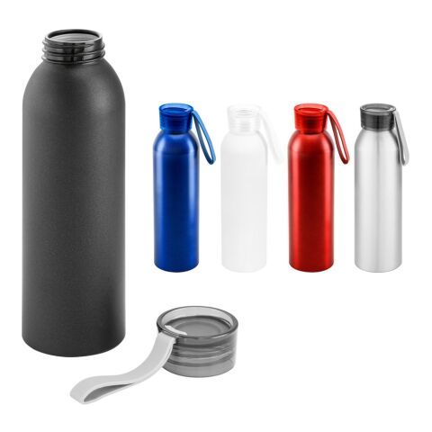 Werbeartikel RIO 660 ml Aluminium-Sportflasche federleicht mit Silikonschlaufe & PP-Verschluss auslaufsicher – rot – mit Logo bedruckt