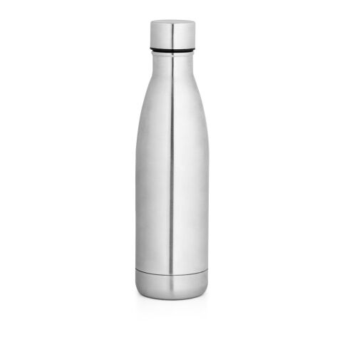 Werbeartikel Edelstahl Thermosflasche 500 ml BUFFON doppelwandig vakuumisoliert Geschenkbox BPA-frei – Satinsilber – mit Logo bedruckt