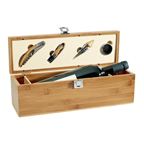 SYRAH. Weinkasten aus Bambus, Zink und Edelstahl Beige | ohne Werbeanbringung