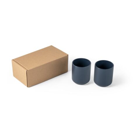 Werbeartikel OWENS. Keramikbecherset 280 ml – Dunkelblau – mit Logo bedruckt