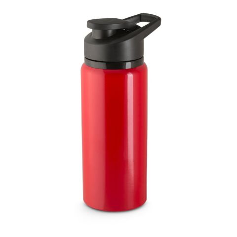 Nachhaltiger Werbeartikel SHAWN. Sportflasche aus 100% recyceltem aluminium 600 mL – Rot – mit Logo bedruckt