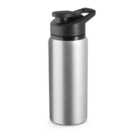 Nachhaltiger Werbeartikel SHAWN. Sportflasche aus 100% recyceltem aluminium 600 mL – Satinsilber – mit Logo bedruckt