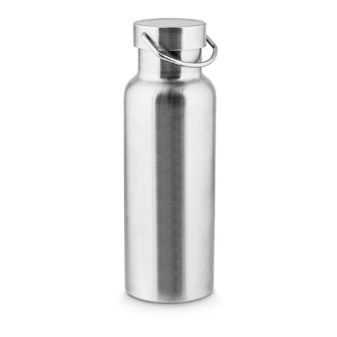 Nachhaltiger Werbeartikel DUPLANTIS. Edelstahlflasche (36% recycelt) mit Vakuum-Isolierung 810 mL – Satinsilber – mit Logo bedruckt