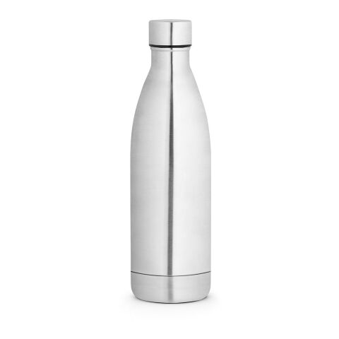Nachhaltiger Werbeartikel RE-BUFFON XL 1000 ml Isolierflasche aus 90% recyceltem Edelstahl doppelwandig & vakuumisoliert 1 L – Satinsilber – mit Logo