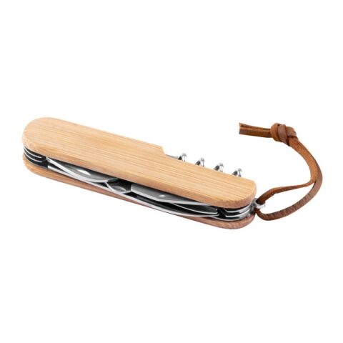 RYKER. Multifunktionales Taschenmesser aus Bambus und Edelstahl mit PU-Griff