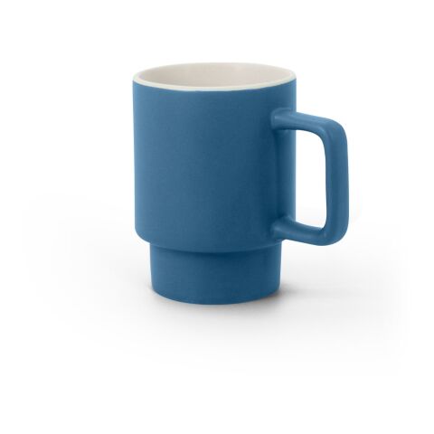 Werbeartikel KUERTEN. Keramikbecher mit matter Oberfläche 330 ml – Blau – mit Logo bedruckt