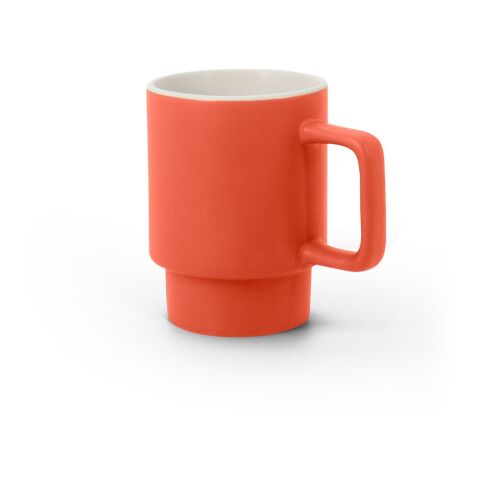 Werbeartikel KUERTEN. Keramikbecher mit matter Oberfläche 330 ml – Rot – mit Logo bedruckt