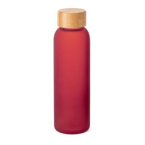 Werbeartikel LILLARD GLASS. Trinkflasche aus Mattglas 500ml – Rot – mit Logo bedruckt