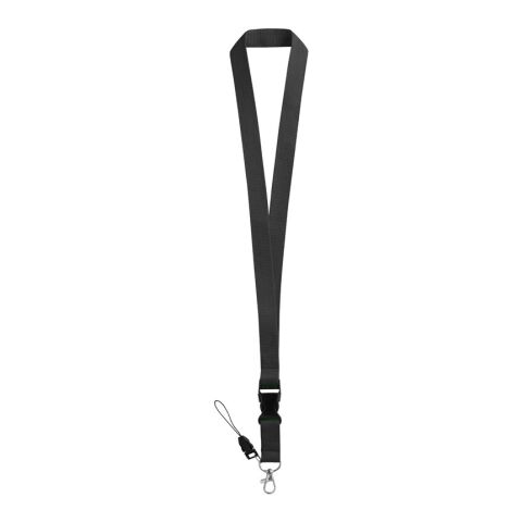 ANQUETIL. Lanyard aus Polyester Schwarz | ohne Werbeanbringung