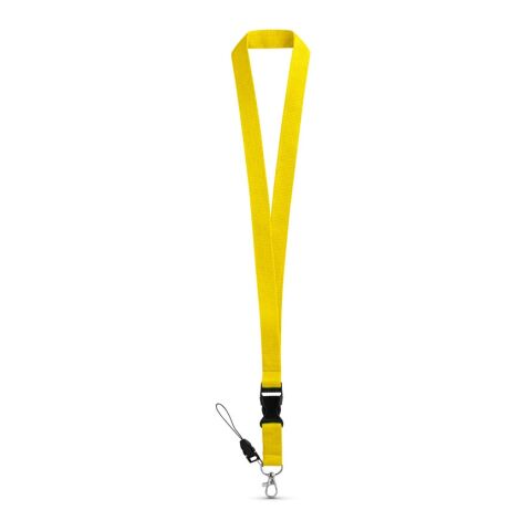 Werbeartikel ANQUETIL Lanyard Schlüsselband 20mm mit abnehmbarer Schnalle Metall-Karabiner ideal für Messen – Gelb – mit Logo bedruckt