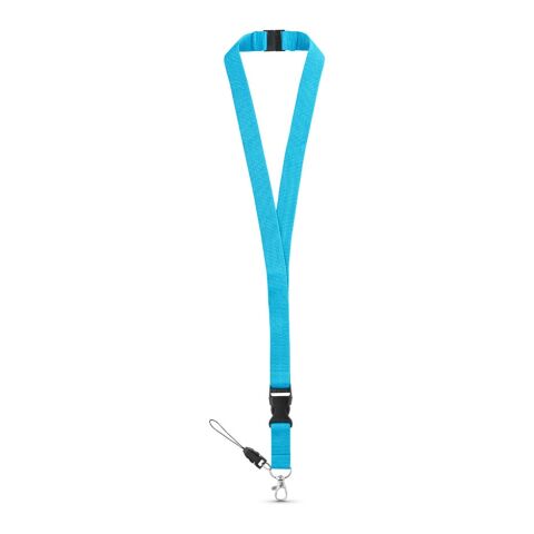 Werbeartikel MURRAY Lanyard Schlüsselband 20mm Polyester abnehmbare Schnalle & Sicherheitsverschluss ideal für Messen – Hellblau – mit Logo bedruckt