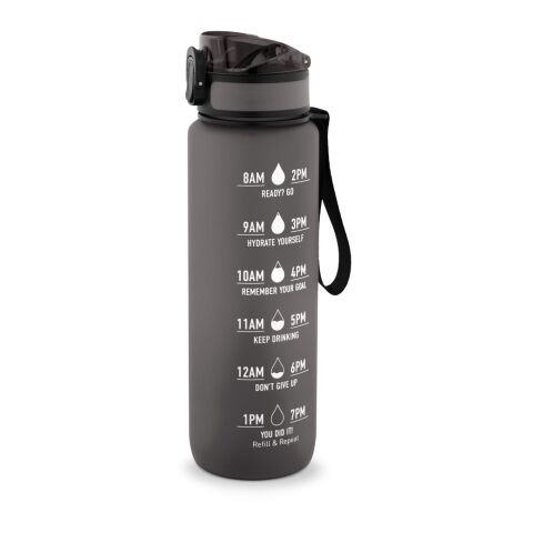ERIKSSON. Flasche aus recyceltem PET (100 % rPET) mit motivierenden Sprüchen und Zeitmarkierungen, die zum Wassertrinken anregen